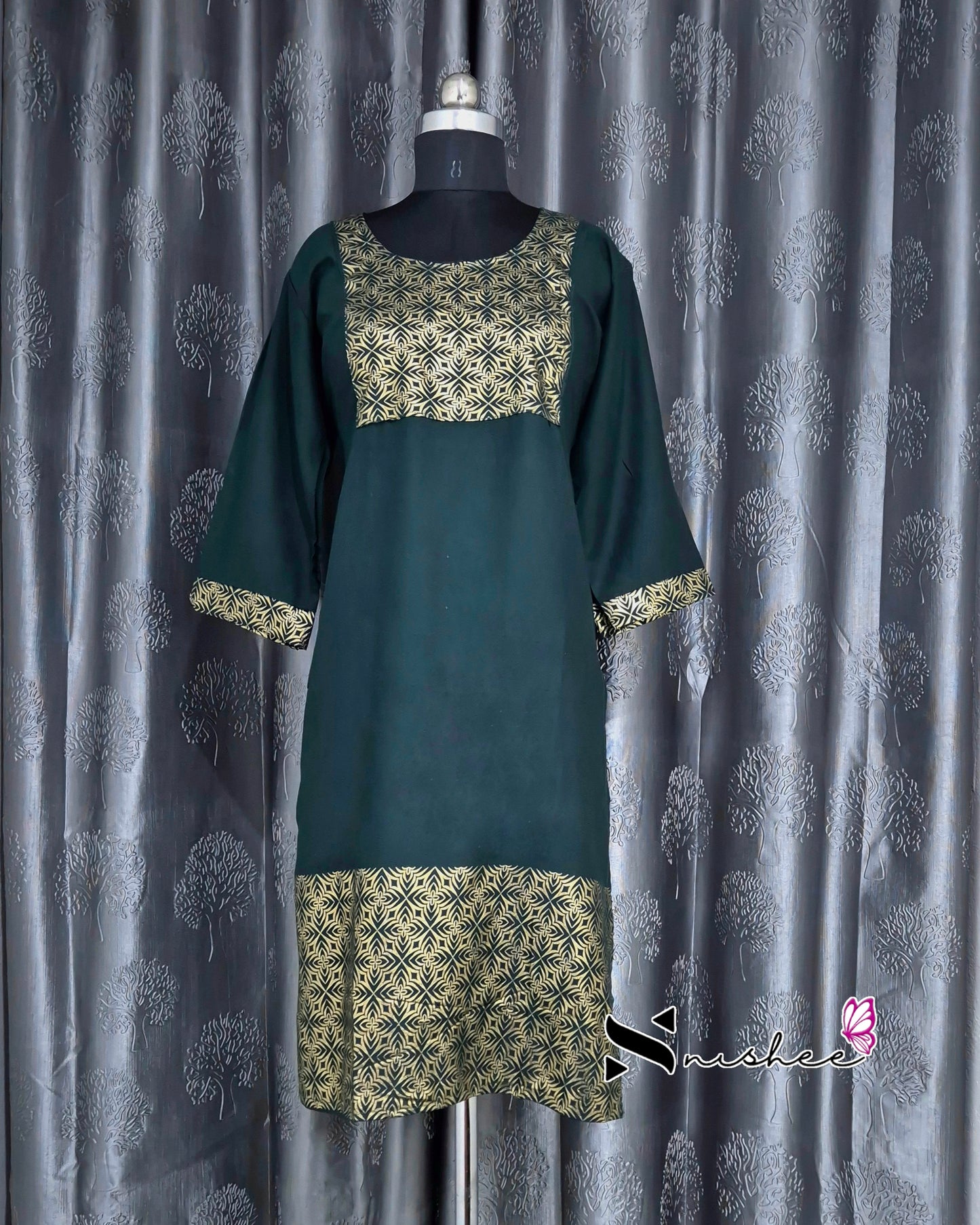 Foil Printed Green Kurti