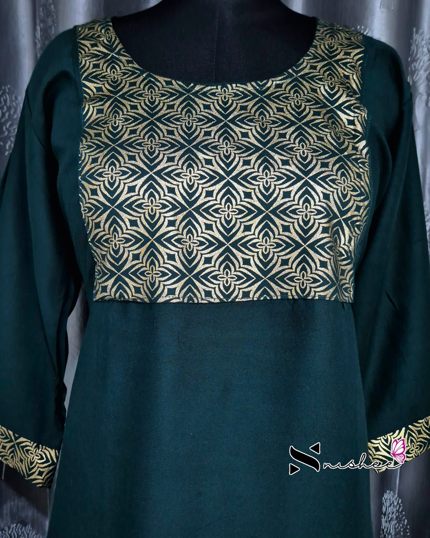 Foil Printed Green Kurti