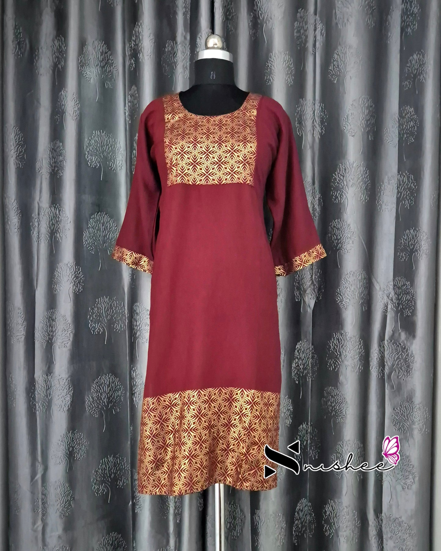 Foil Printed Black Kurti