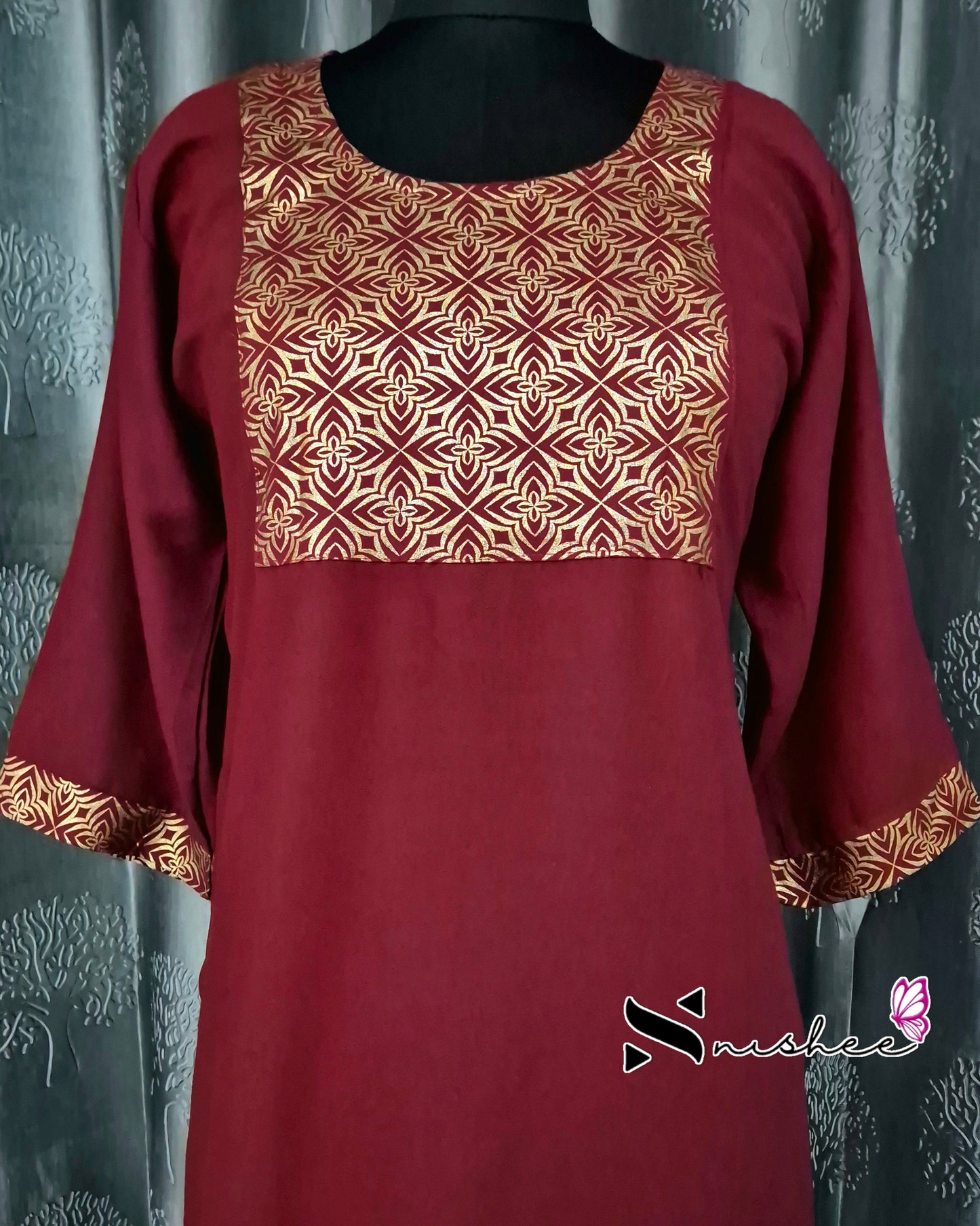 Foil Printed Black Kurti