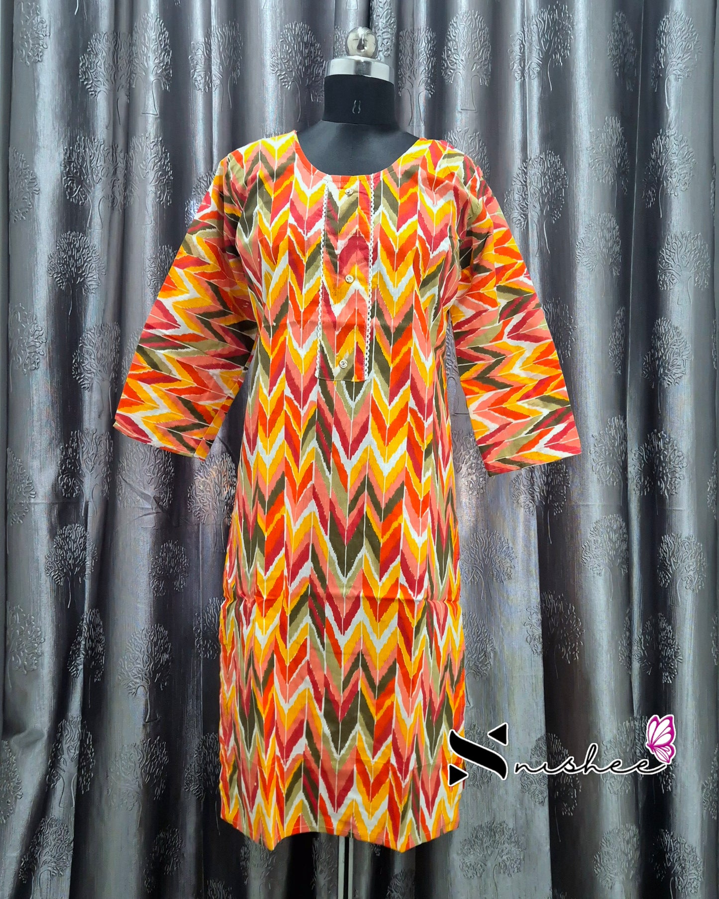Multi-Colour Chevron Printed Kurti