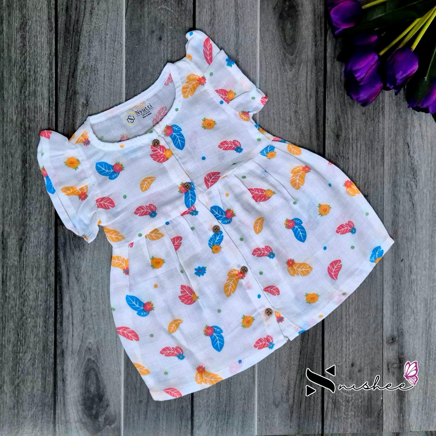 Muslin Button Frocks - Size 6 to 12 Months