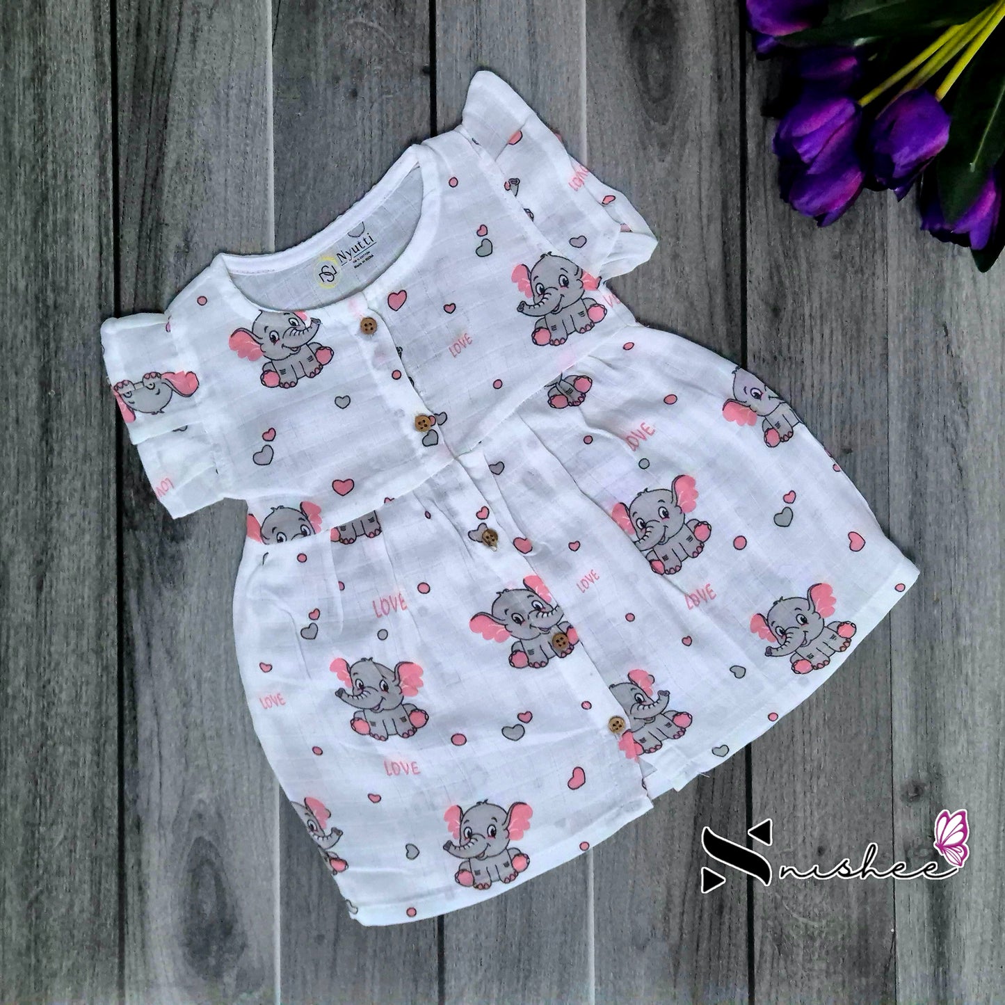 Muslin Button Frocks - Size 6 to 12 Months