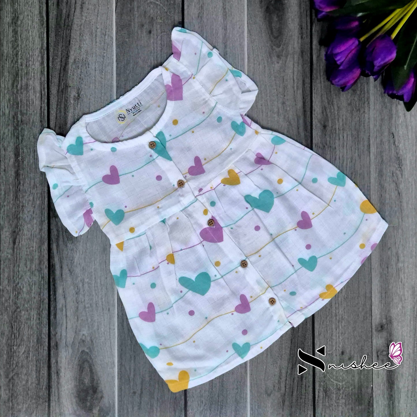 Muslin Button Frocks - Size 6 to 12 Months