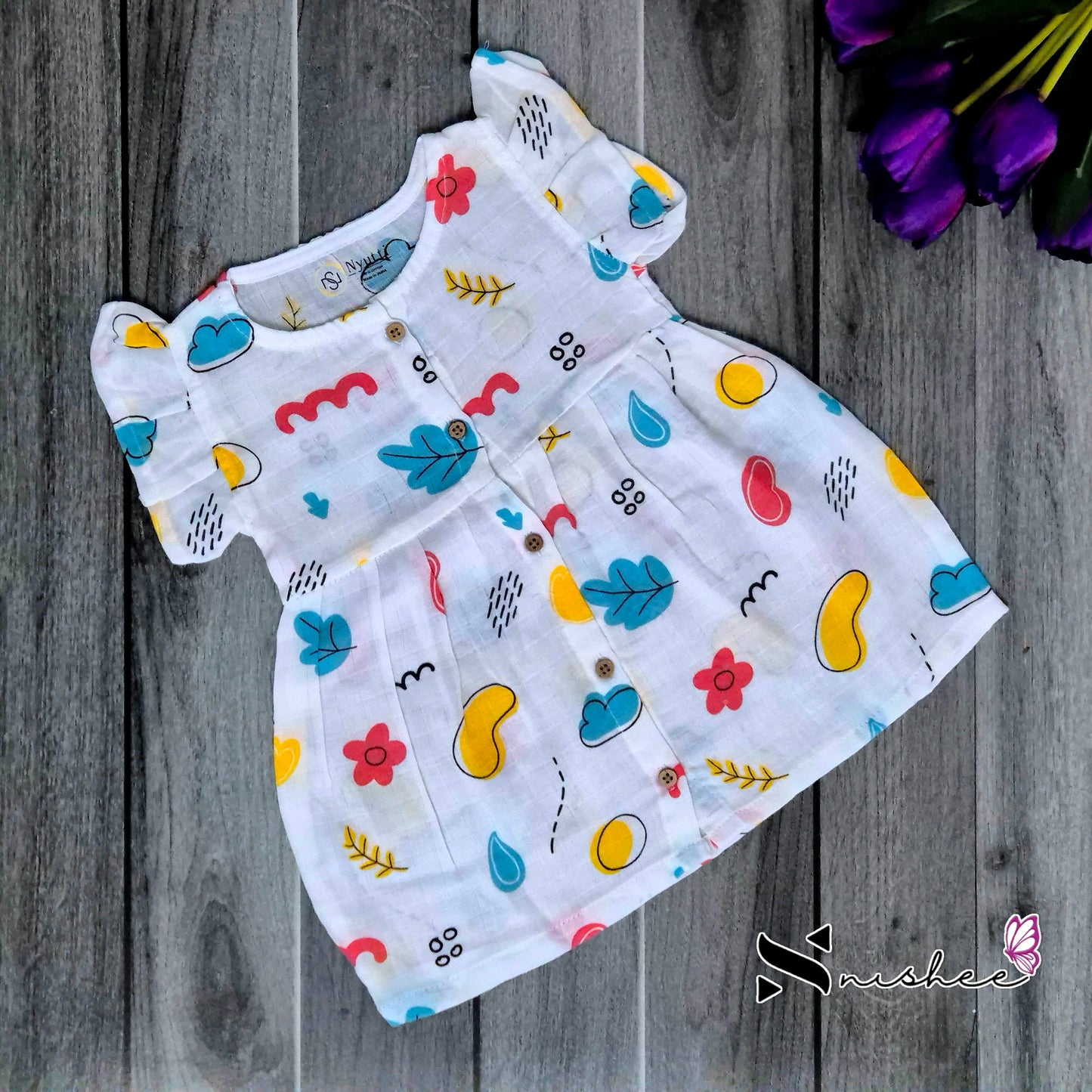 Muslin Button Frocks - Size 6 to 12 Months