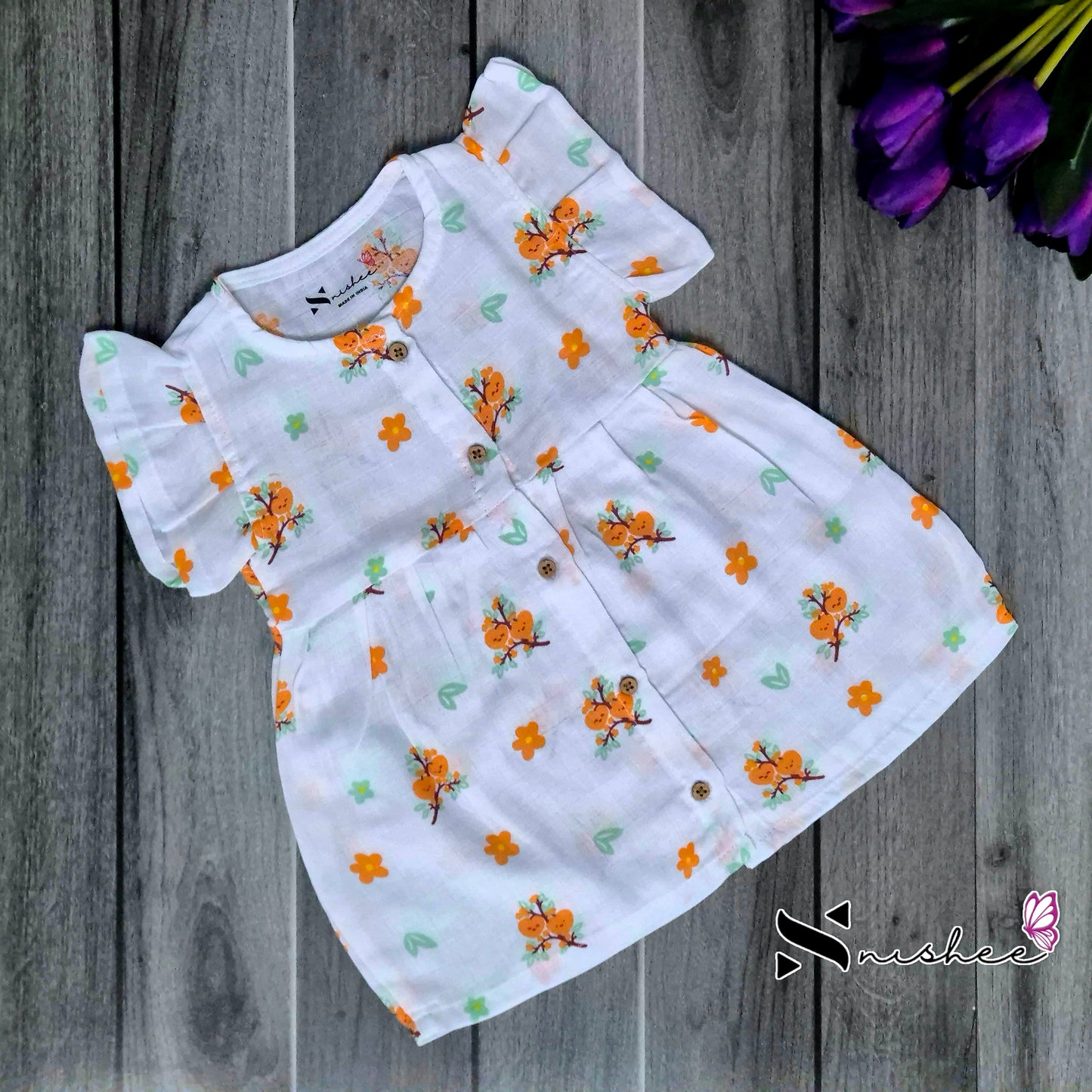 Muslin Button Frocks - Size 6 to 12 Months