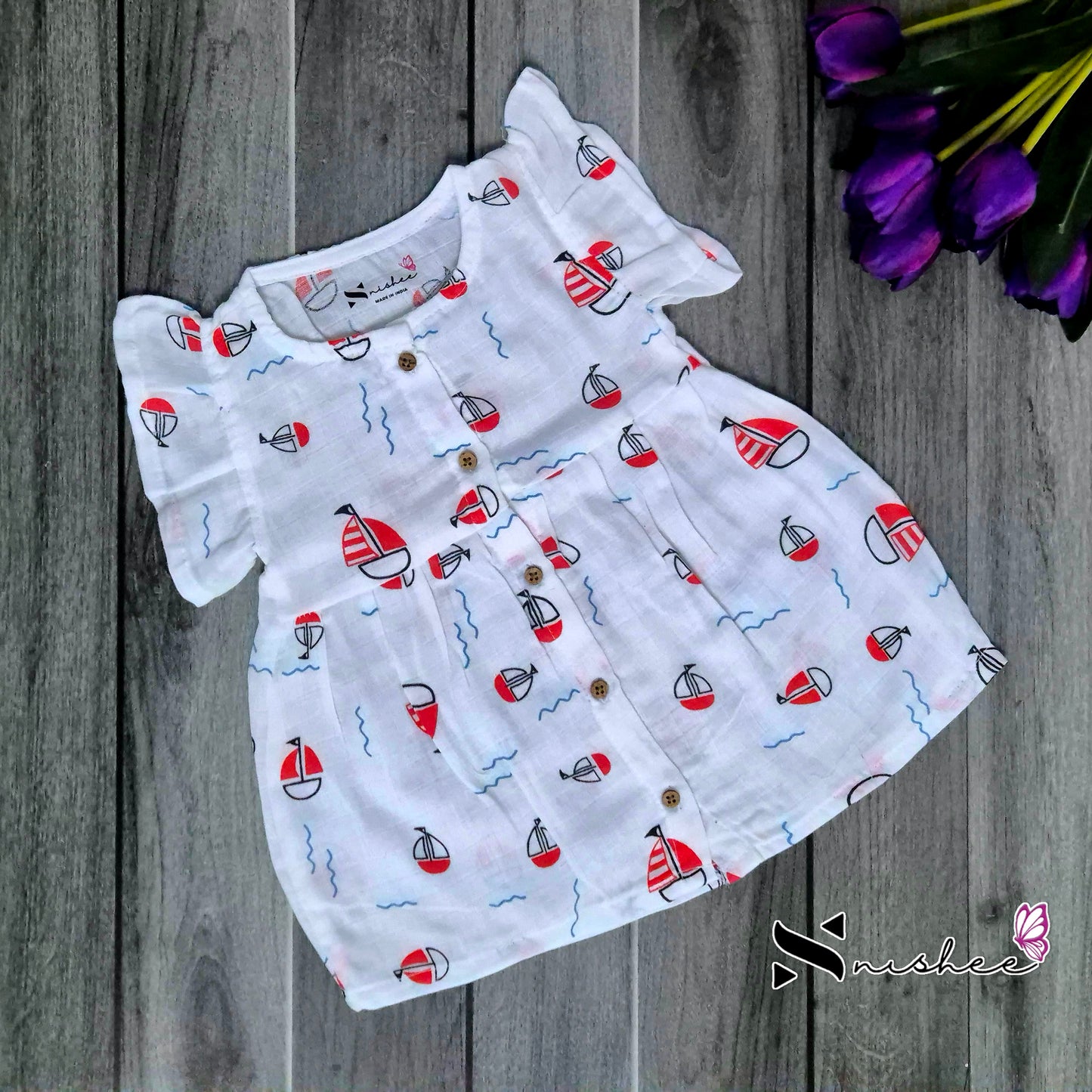 Muslin Button Frocks - Size 6 to 12 Months