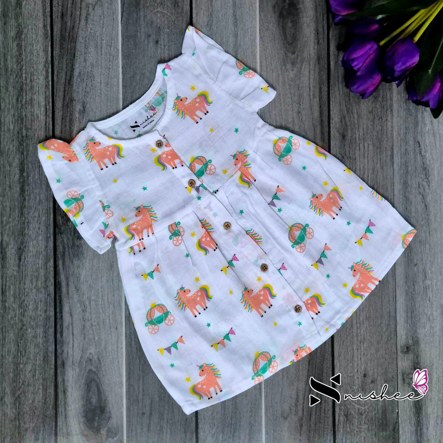 Muslin Button Frocks - Size 6 to 12 Months