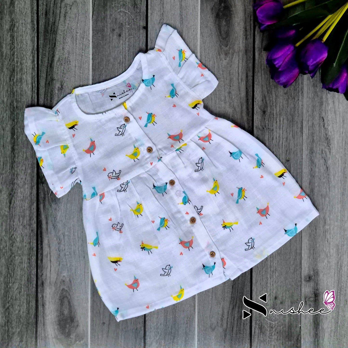 Muslin Button Frocks - Size 6 to 12 Months