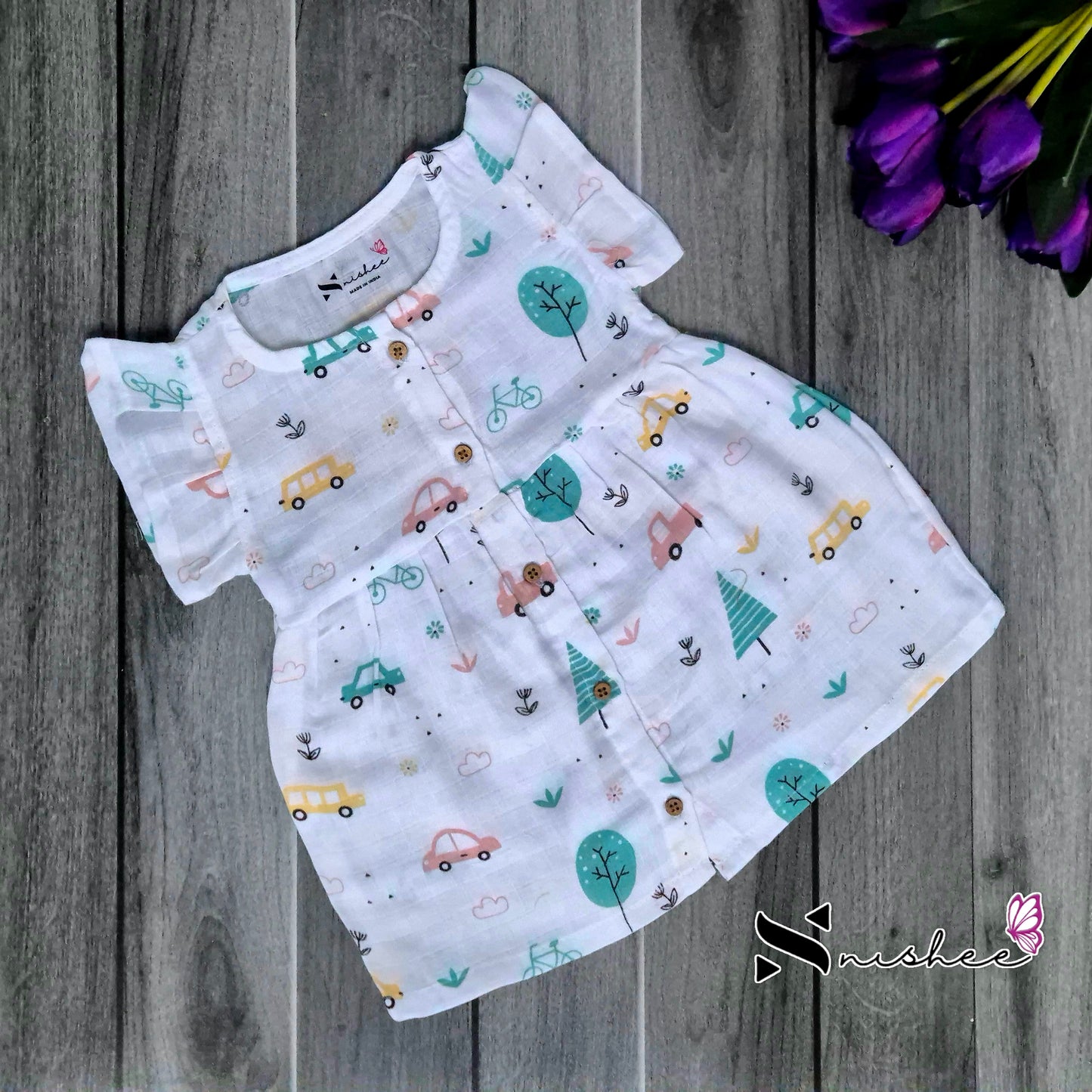 Muslin Button Frocks - Size 6 to 12 Months
