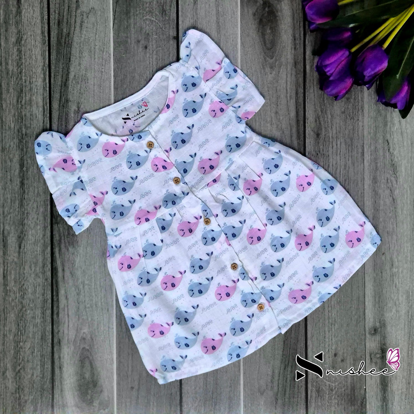 Muslin Button Frocks - Size 6 to 12 Months