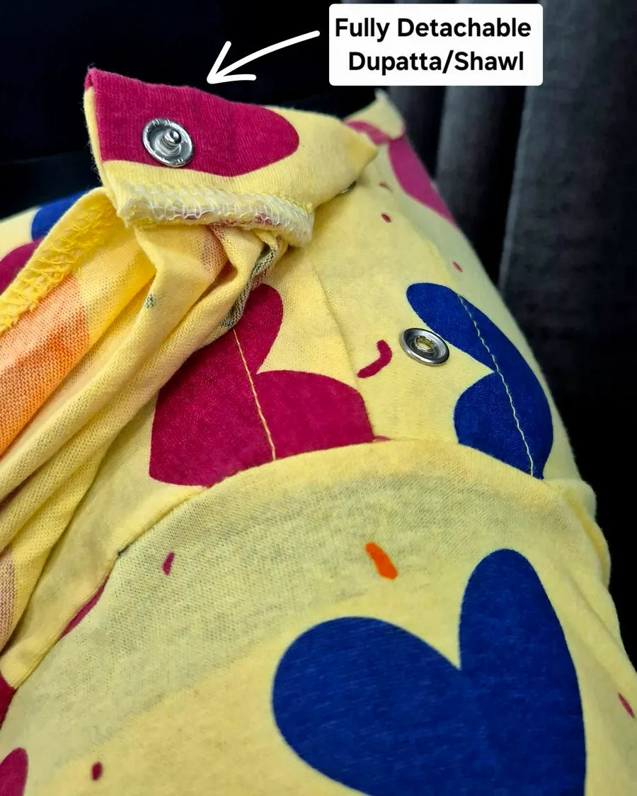 Yellow Hearts - Shawl Maxi - Full Length