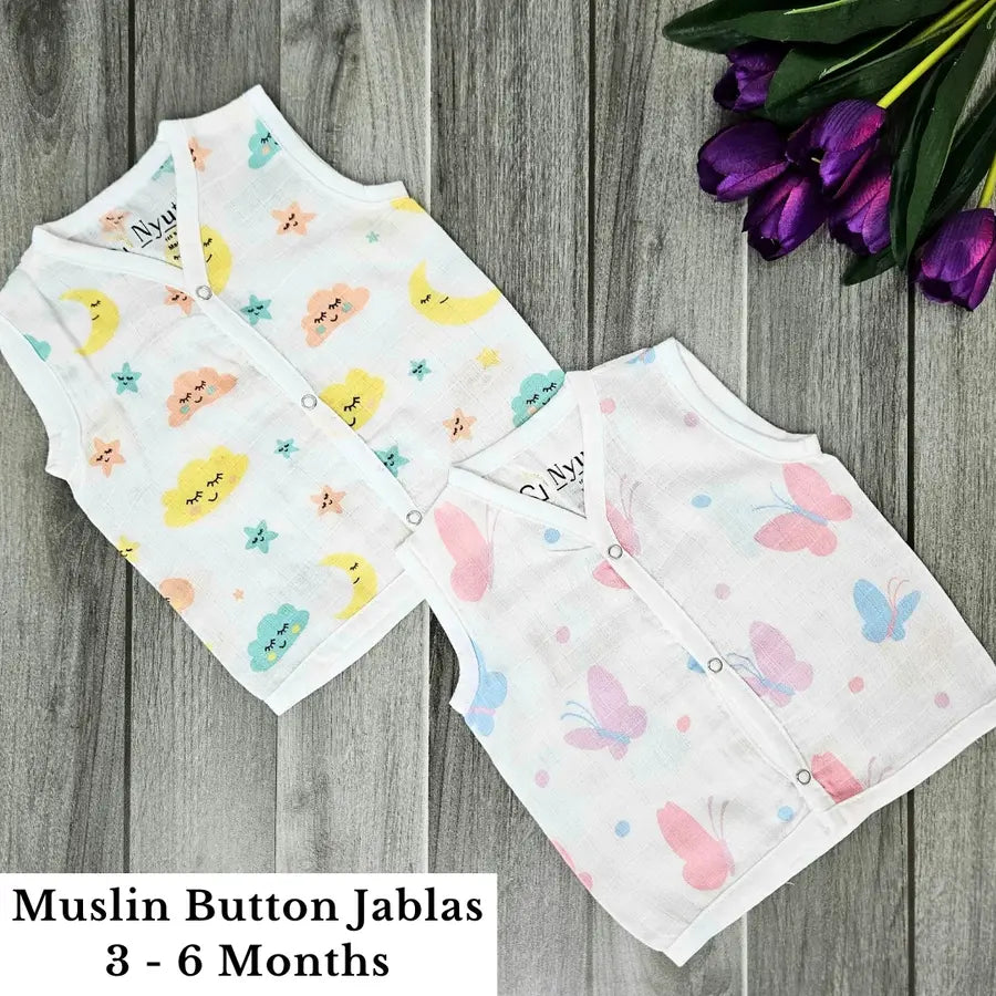 Muslin Button Jablas - 3 to 6 Months