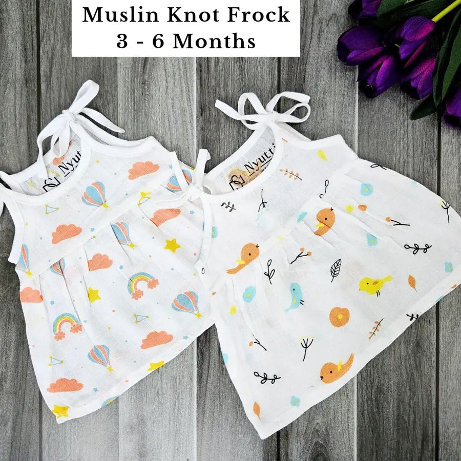 Muslin Knot Frock – 3 to 6 Months