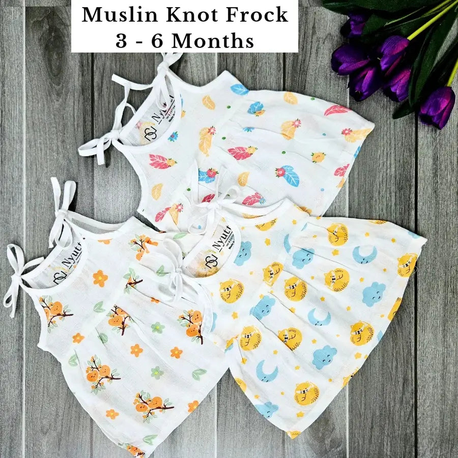 Muslin Knot Frock – 3 to 6 Months