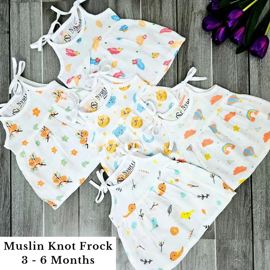 Muslin Knot Frock – 3 to 6 Months
