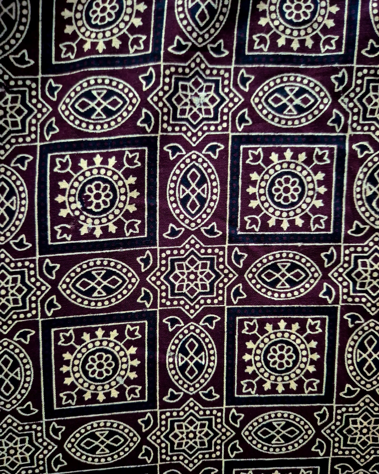 Maroon Ajrak Print Frock Nighty