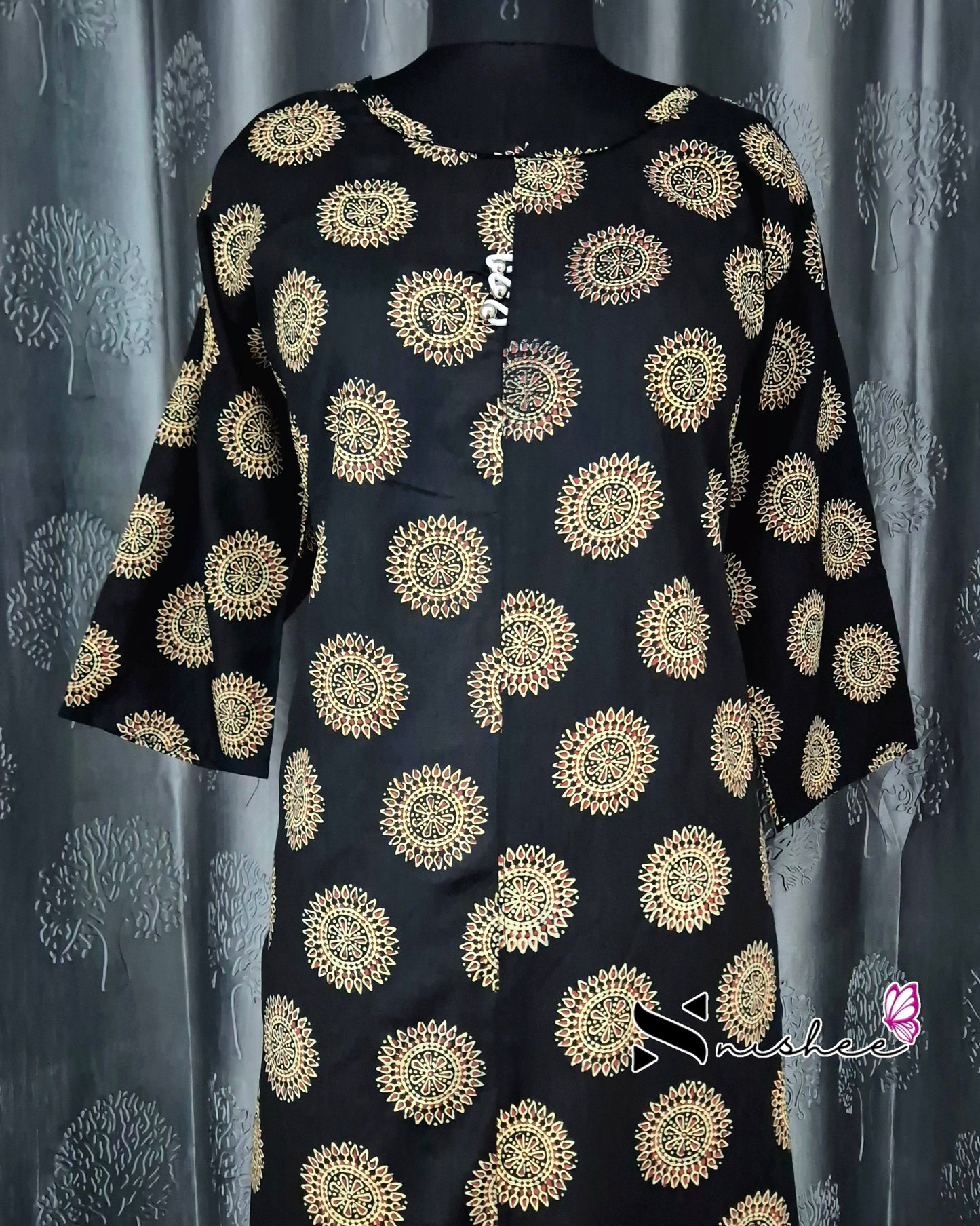 Black Mandala A Line Plus Size Kurti