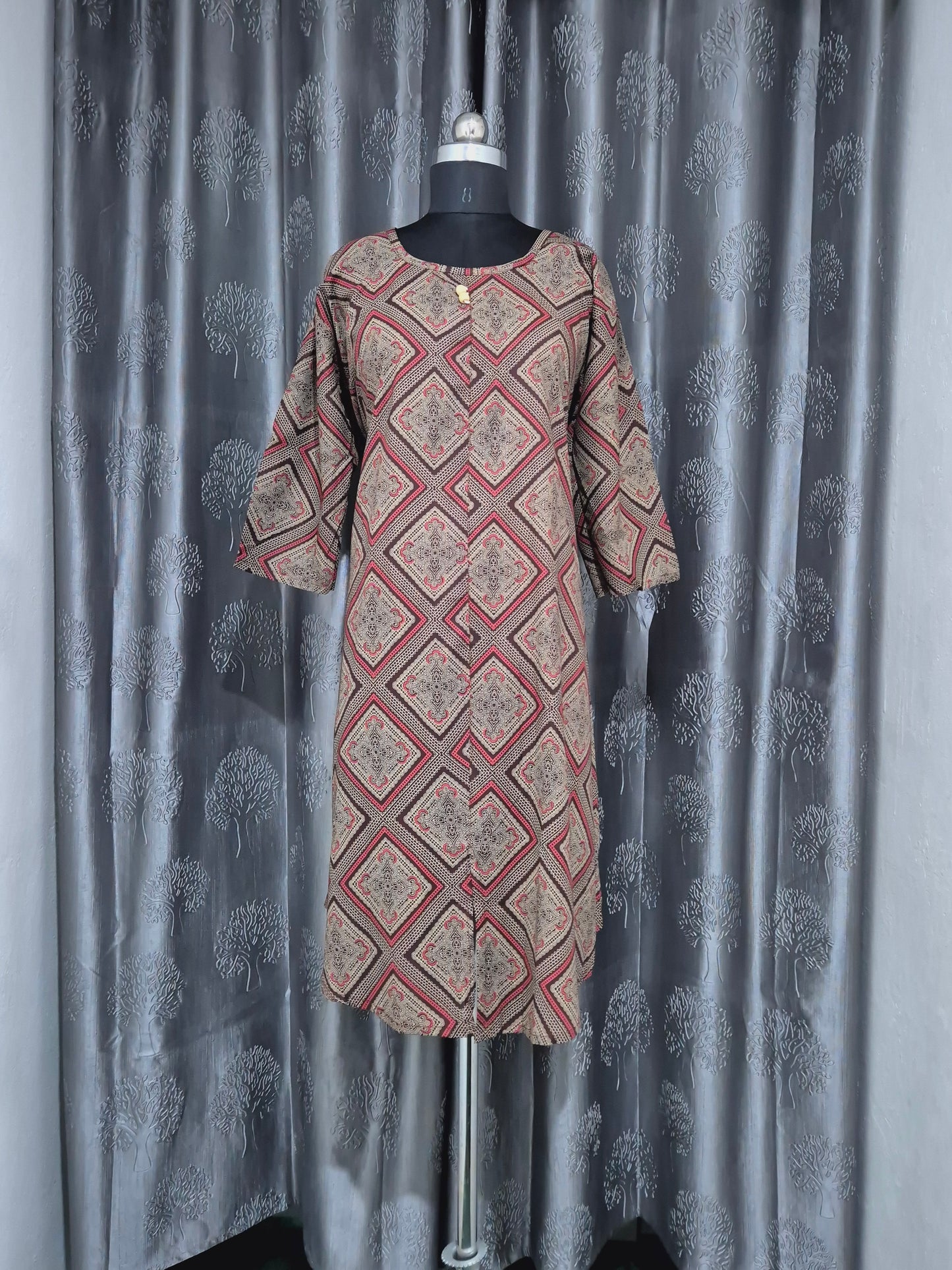 Brown Diamonds A Line Plus Size Kurti