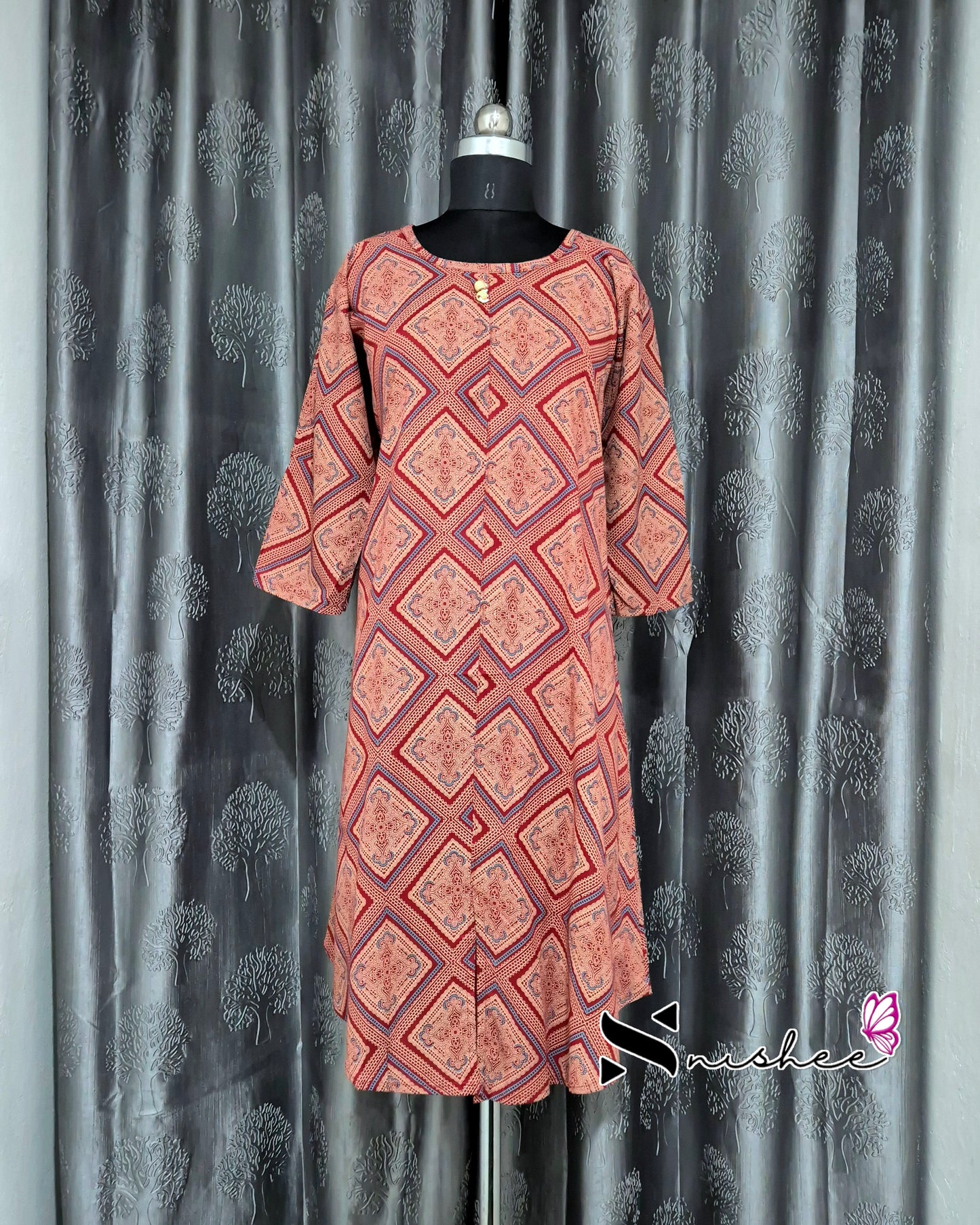 Red Diamonds A Line Plus Size Kurti