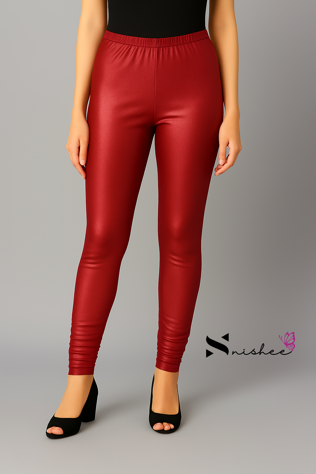 Red Full Length Shimmer Pant