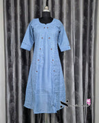 Chikankari Embroidered Blue Kurti