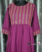 Sequence Embroidered Pink Flare Dress