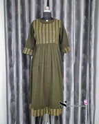 Sequence Embroidered Olive Green Flare Dress