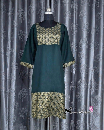 Foil Printed Green Kurti