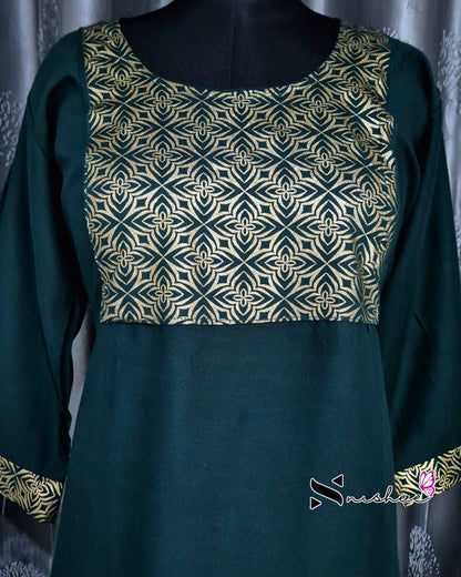 Foil Printed Green Kurti