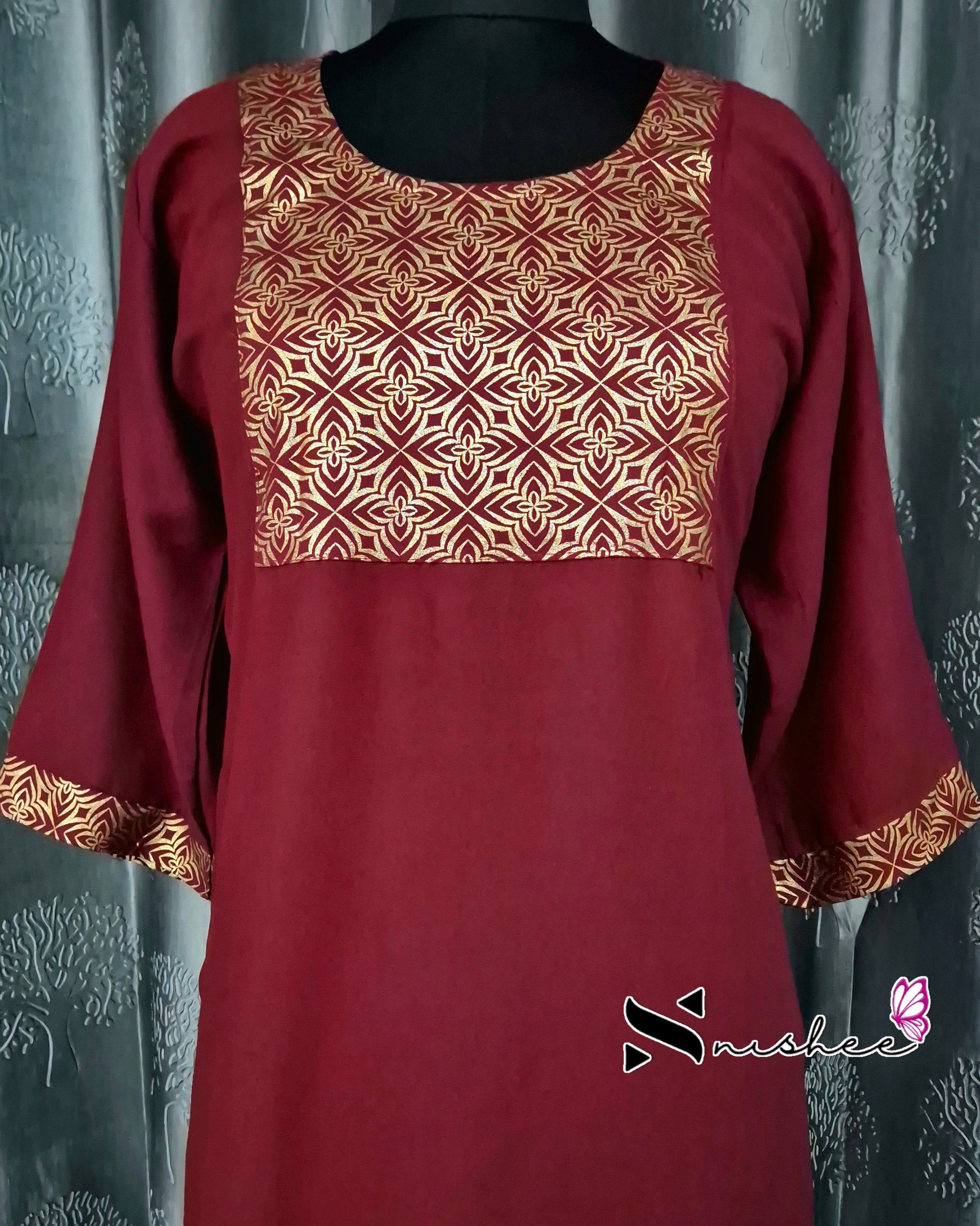 Foil Printed Black Kurti
