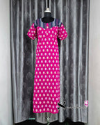 Pink/ Blue Motif Cotton Feeding Nighty