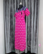 Pink/ Blue Motif Cotton Feeding Nighty