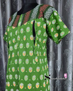 Green/ Bottle Green Motif Cotton Feeding Nighty