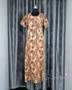 Leaf Printed Brown Cotton Feeding Nighty
