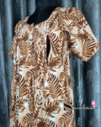 Leaf Printed Brown Cotton Feeding Nighty