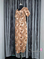 Leaf Printed Brown Cotton Feeding Nighty