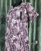 Leaf Printed Violet Cotton Feeding Nighty
