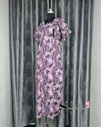 Leaf Printed Violet Cotton Feeding Nighty