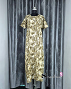 Leaf Printed Light Green Cotton Feeding Nighty