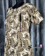 Leaf Printed Olive Green Cotton Feeding Nighty