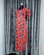 Abstract Printed Red Cotton Feeding Nighty