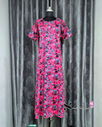 Abstract Printed Pink Cotton Feeding Nighty