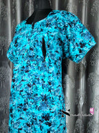 Abstract Printed Blue Cotton Feeding Nighty