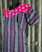 Pink/ Blue Striped Cotton Feeding Nighty