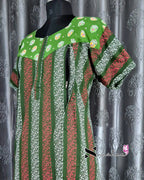 Green/ Bottle Green Striped Cotton Feeding Nighty