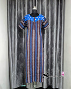 Blue/ Brown Striped Cotton Feeding Nighty