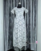 Marble Printed Grey Cotton Feeding Frock Nighty