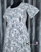 Marble Printed Grey Cotton Feeding Frock Nighty