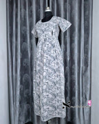 Marble Printed Grey Cotton Feeding Frock Nighty